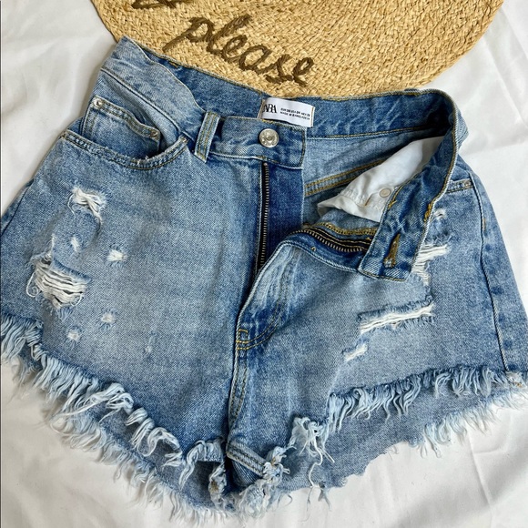 Zara Pants - Distressed Denim Shorts